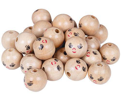 Wooden Face Beads 22mm Pack of 30 - Zart