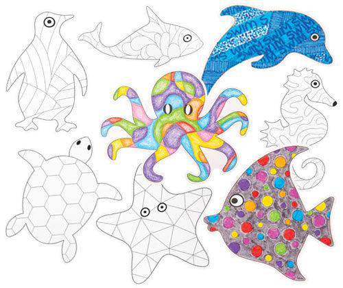 ColourMe Cardboard Sea Creatures Pack of 24 - Zart