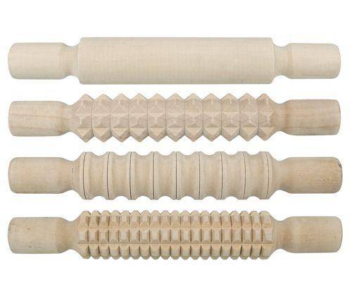 Pattern Rolling Pins Wooden Pack of 4 - Zart