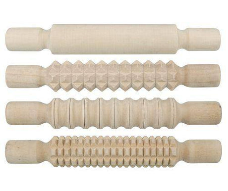 Pattern Rolling Pins Wooden Pack of 4 - Zart