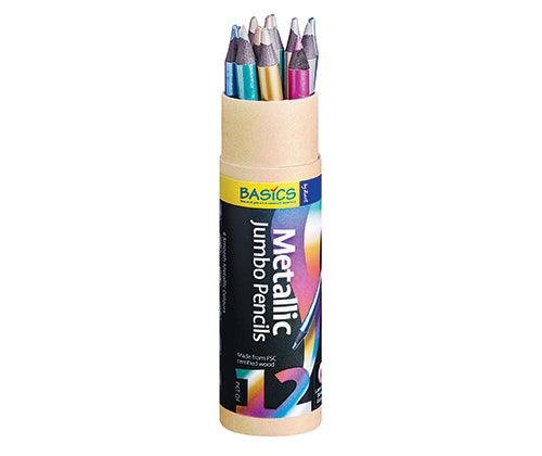 Basics Jumbo Metallic Pencils Pack of 12 - Zart