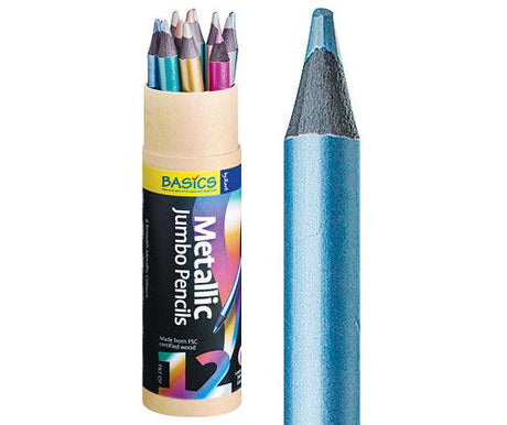 Basics Jumbo Metallic Pencils Pack of 12 - Zart