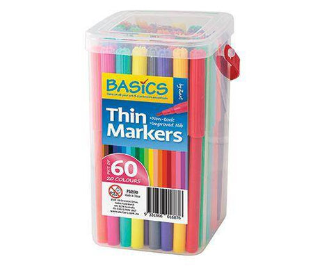 Basics Thin Markers Coloured Pack of 60 - Zart