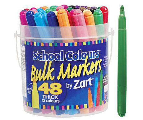 School Colours Thick Markers Pack of 48 - Zart