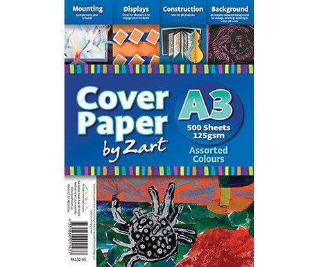 Cover Paper 125gsm Assorted Colours A3 Pack of 500 - Zart