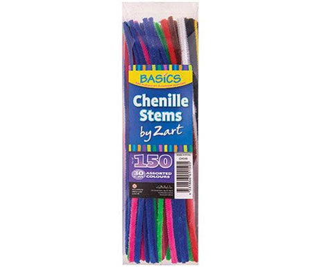 Basics Chenille Stems Coloured 30cm Pack of 150 - Zart