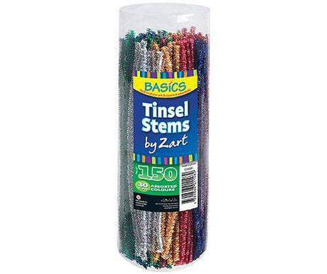 Basics Coloured Tinsel Stems 30cm Pack of 150 - Zart