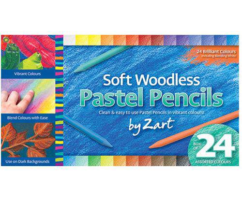 Zart Woodless Soft Pastel Pencils Pack of 24 - Zart