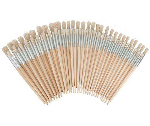 Hog Hair Assorted Size Bristle Brushes Pack of 60 - Zart