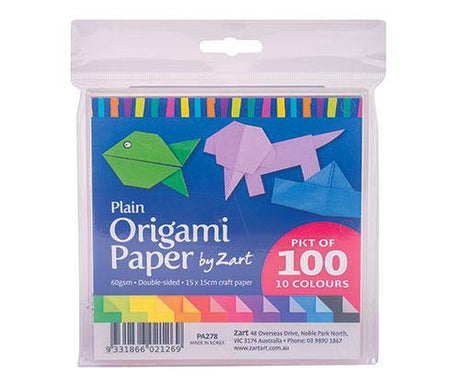 Origami Paper 15x15cm Plain Pack of 100 - Zart