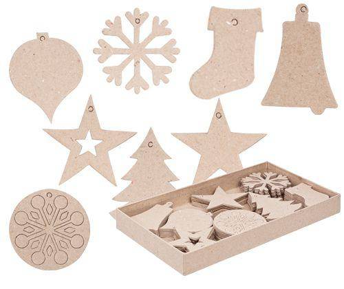 Papier-mache Xmas Decorations Pack of 80 - Zart