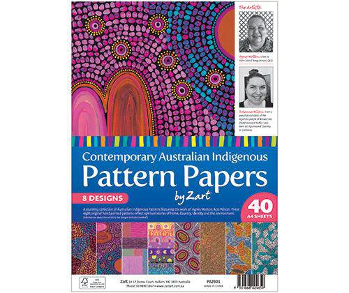 Pattern Paper A4 Contemporary Australian Indigenous Pack of 40 - Zart