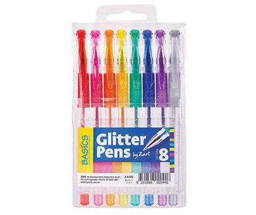 Basics Coloured Glitter Pens Pack of 8 - Zart