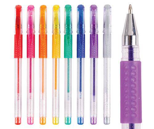 Basics Coloured Glitter Pens Pack of 8 - Zart