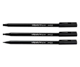 Calligraphy Pen Assorted Sizes Black Pack of 3 - Zart