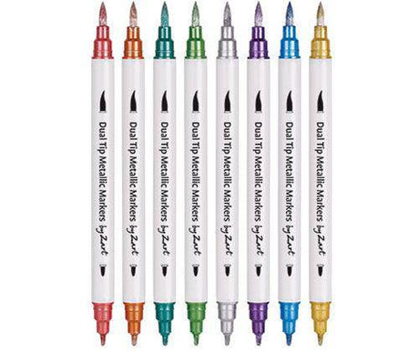 Dual Tip Metallic Coloured Markers Pack of 8 - Zart