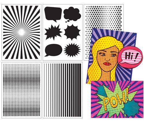 Pop Art Stencil Patterns by Zart Pack of 10 - Zart