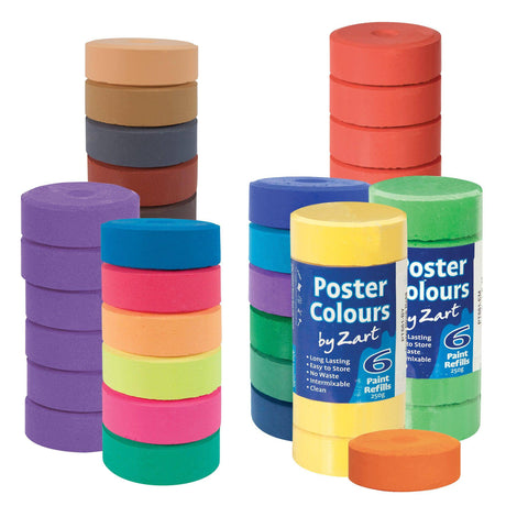 Poster Colours Paint Refills by Zart Pack of 6 - Zart