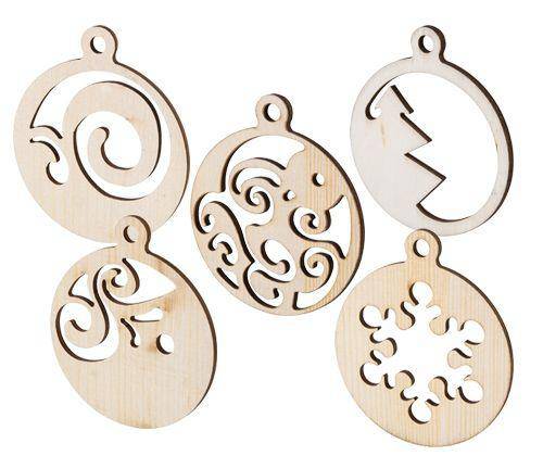 Wooden Xmas Baubles Assorted Pack of 20 - Zart