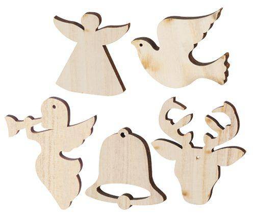 Wooden Xmas Shapes Large Assorted Pack of 30 - Zart